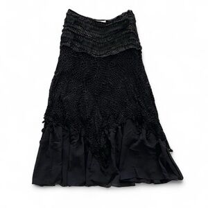 Kroshetta by Papillon Maxi Black Crochet Layered Skirt